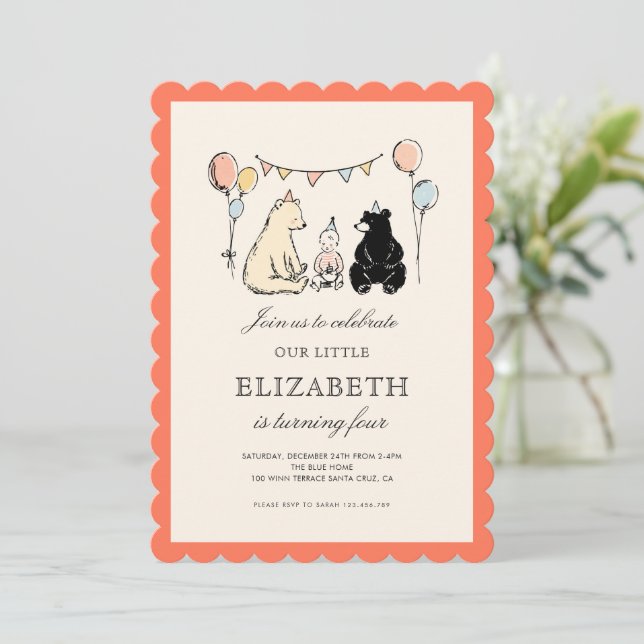Invitación Animales de fiesta de bosque cumpleaños (Anverso de pie)