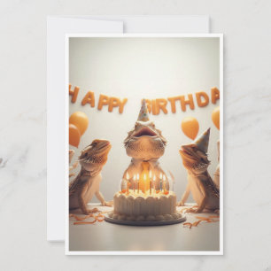 Invitación Animales de fiesta de dragón barbudo, cumpleaños d