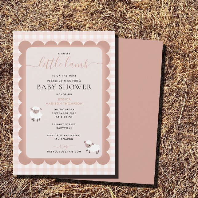 Invitación Animales de fiesta de granja de corderos Cumpleaño (Lamb Farm Party Animals Pink Girl Baby Shower Invitation)