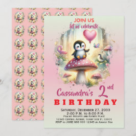 Invitación Animales de fiesta de moda Pingüino Niño Niña
