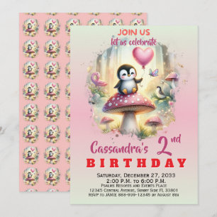 Invitación Animales de fiesta de moda Pingüino Niño Niña