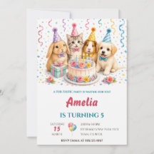 Animales de Fiesta Lindos Acuarela Pastel Cumpleañ