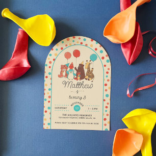 Invitación Animales de fiesta lindos y fiesta de cumpleaños d