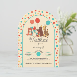 Invitación Animales de fiesta lindos y fiesta de cumpleaños d