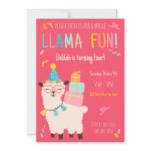 Animales de Fiesta Llama Cumpleaños Chicas Rosa