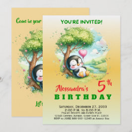 Invitación Animales de fiesta modernos Pingüino Acuarela