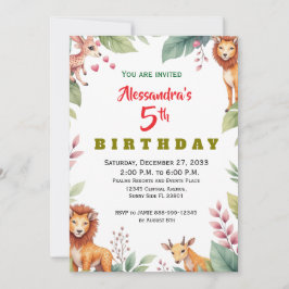 Invitación Animales de fiesta modernos Safari de la jungla