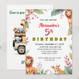 Invitación Animales de fiesta modernos Safari de la jungla