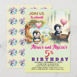 Invitación Animales de fiesta modernos y adorables pingüino a