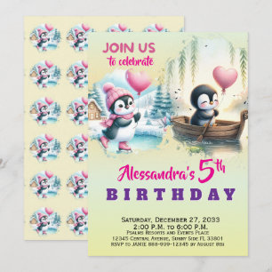 Invitación Animales de fiesta modernos y adorables pingüino a