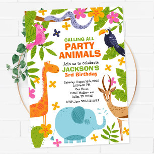 Invitación Animales de Fiesta Safari Junge Zoo Cumpleaños