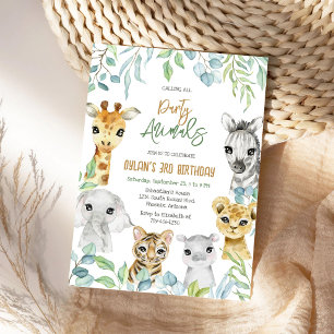Invitación Animales de Fiesta Safari Jungla Zoológico Cumplea