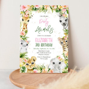 Invitación Animales de Fiesta Safari Jungla Zoológico Cumplea