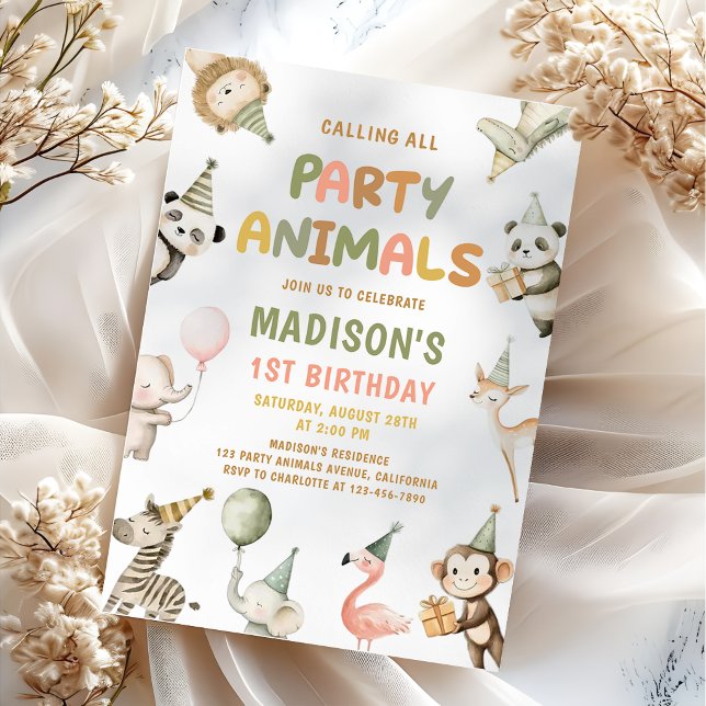 Invitación Animales de Fiesta Safari Salvaje Cumpleaños 1 (Subido por el creador)