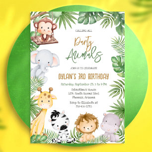 Invitación Animales de Fiesta Safari Selva Zoológico Cumpleañ
