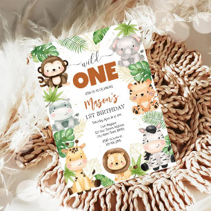 Invitación Animales de fiesta salvaje Cumpleaños 1er de niños
