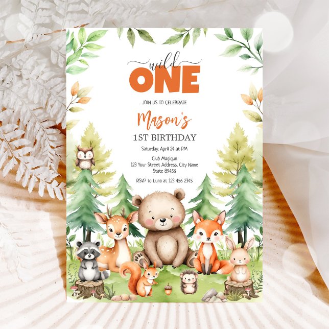 Invitación Animales de fiesta salvaje Cumpleaños 1er de niños (Subido por el creador)