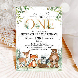 Invitación Animales de fiesta salvaje del bosque Cumpleaños d