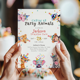 Invitación Animales de Fiesta Tema Safari de Cumpleaños Númer