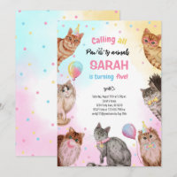 Animales de gatos de Chica lindo Cumpleaños