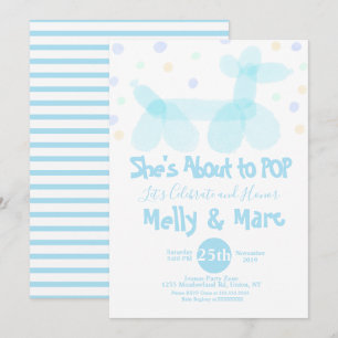 Invitación Animales de Globo Acuarela Baby Shower