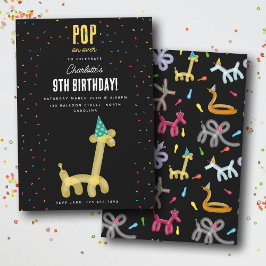 Invitación Animales de Globo Jirafa Tema de Fiesta de Cumplea
