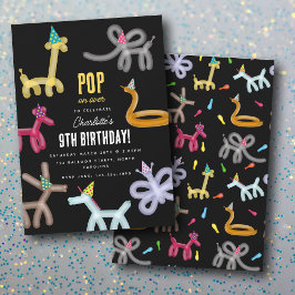 Invitación Animales de Globo Tema de Fiesta para Niños