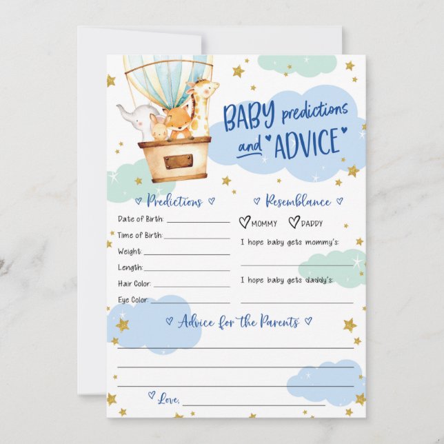 Invitación Animales de globos aerostáticos (Anverso)