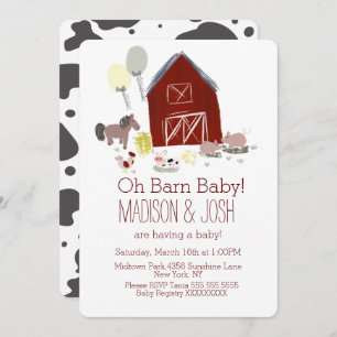 Invitación Animales de granero minimalista cultivan arte en B