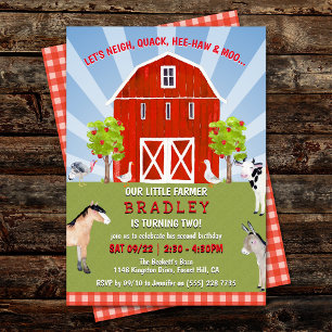 Invitación Animales de granja 2º cumpleaños