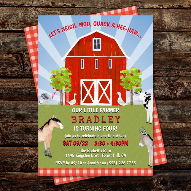 Invitación Animales de granja 4º cumpleaños (Subido por el creador)