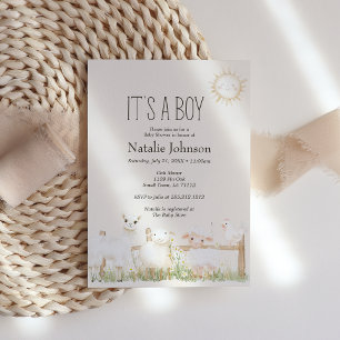 Invitación Animales de Granja Amigos de la Pradera Baby Showe