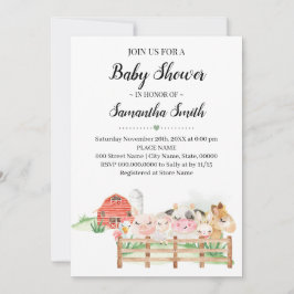 Invitación Animales de granja Animales de Baby Shower Country