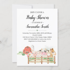 Invitación Animales de granja Animales de Baby Shower Country