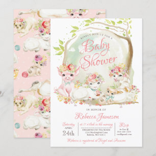 Invitación Animales de granja Baby Shower