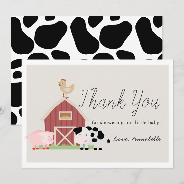 Invitación Animales de granja Barnyard Beige Baby Shower (Anverso / Reverso)