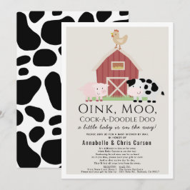 Invitación Animales de granja Barnyard Beige Baby Shower por 