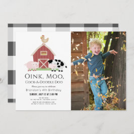 Invitación Animales de granja Barnyard Invitat de cumpleaños 