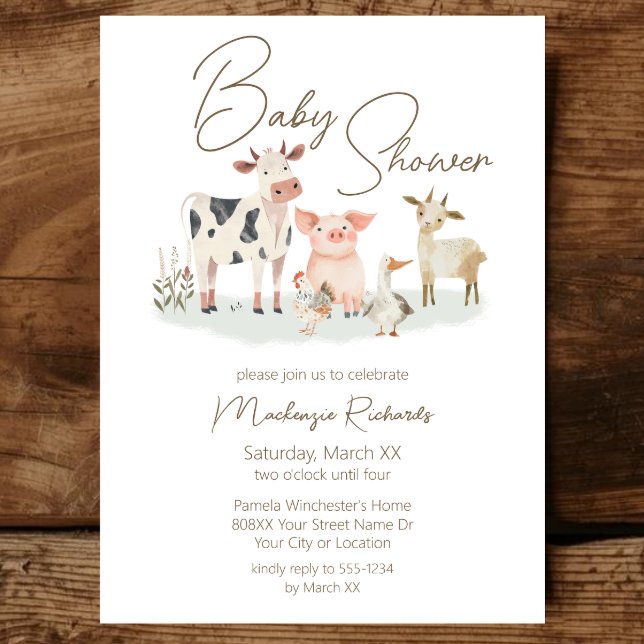 Invitación Animales de granja bebés tema campestre lindo (Subido por el creador)