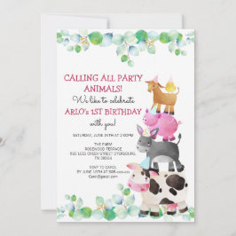 Invitación Animales de granja Birthday Barnyard