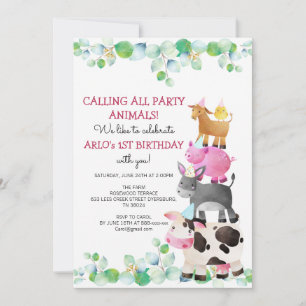 Invitación Animales de granja Birthday Barnyard