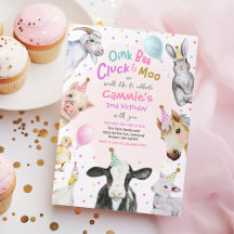 Animales de granja Chica rosado Barnyard Fiesta de