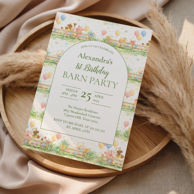 Invitación Animales de Granja Corral Cumpleaños 1 (Subido por el creador)