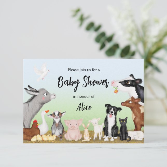 Invitación Animales de granja de animales de granja de bebé i (Anverso de pie)
