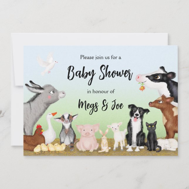 Invitación Animales de granja de animales de granja de bebé i (Anverso)