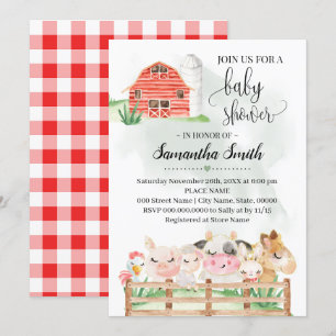 Invitación Animales de granja de bebé ducha de bebé animales