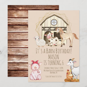 Invitación Animales de granja de vaquero al agua Cumpleaños