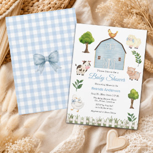 Invitación Animales de granja en acuarela Baby Shower