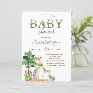 Invitación Animales de Granja en Acuarela Baby Shower Pato