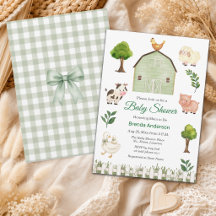 Animales de granja en acuarela para baby shower